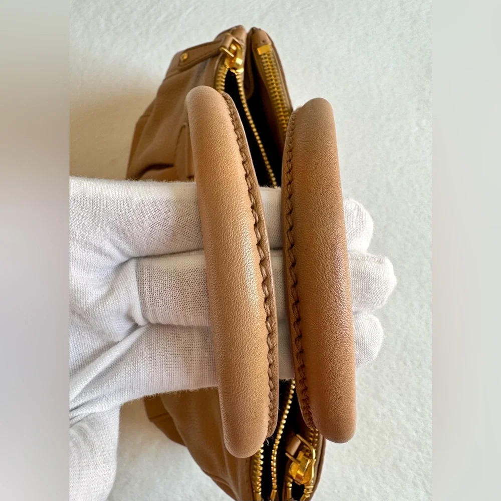 MIU MIU Brown Pebbled Leather Double Zip Tote - Picture 10 of 15